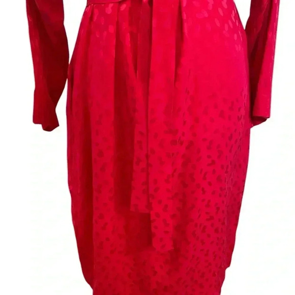 Liz Claiborne Womens Vintage Pink Polka Dot Silk Dress Size 12 Open Back - Picture 3 of 9